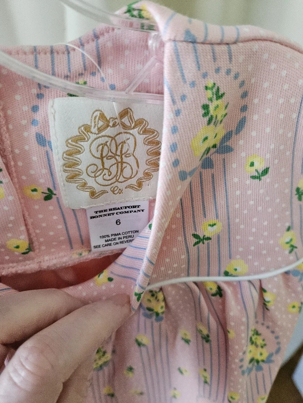 The Beaufort Bonnet Company Size 6 Pink & Blue Sleeveless Sweetheart Neckline